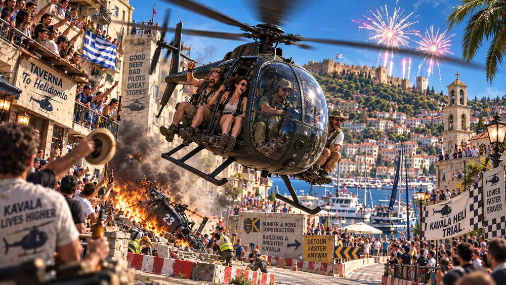 The Heli Time Trial fills Kavala’s streets as the city celebrates the spectacle.