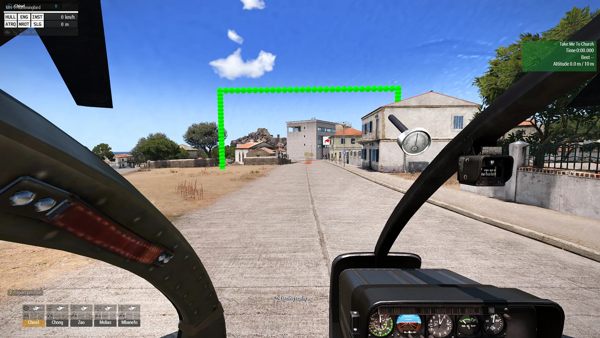 The green start arch viewed from the pilot’s starting position.